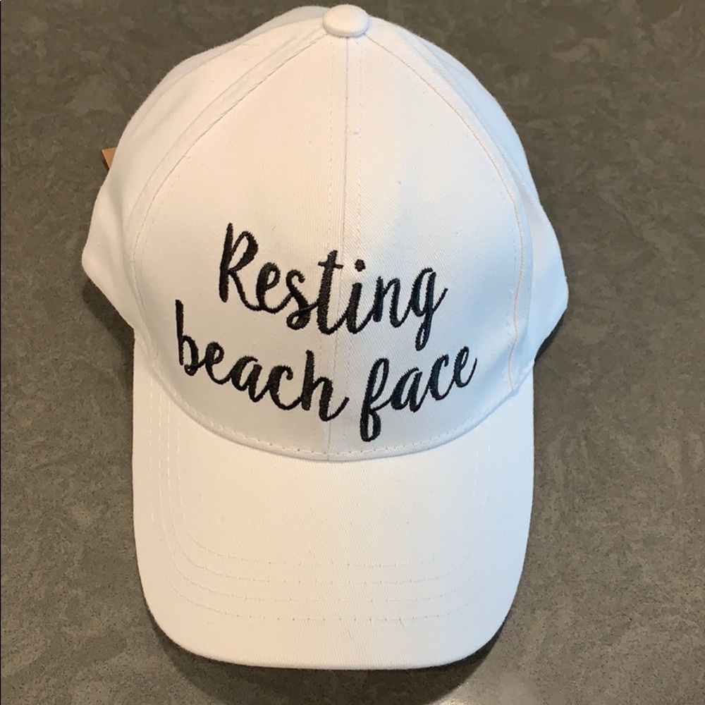 RESTING BEACH FACE EMBROIDERED CC BALL CAP *NWT*